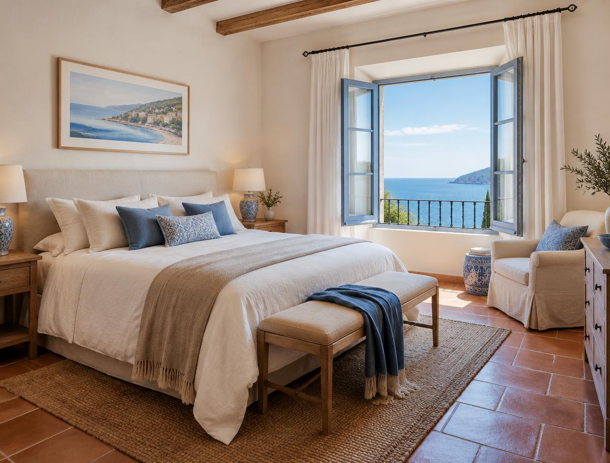Quarto principal com vista mar